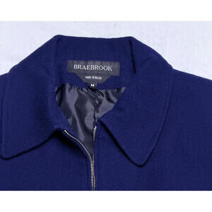 VTG Braebrook Womens Navy Blue 100% Wool Jacket Coat Sz M Medium  Zip